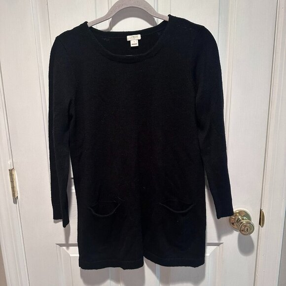 J. Crew Long Black Sweater with Front Pockets - Size Small - Picture 1 of 3